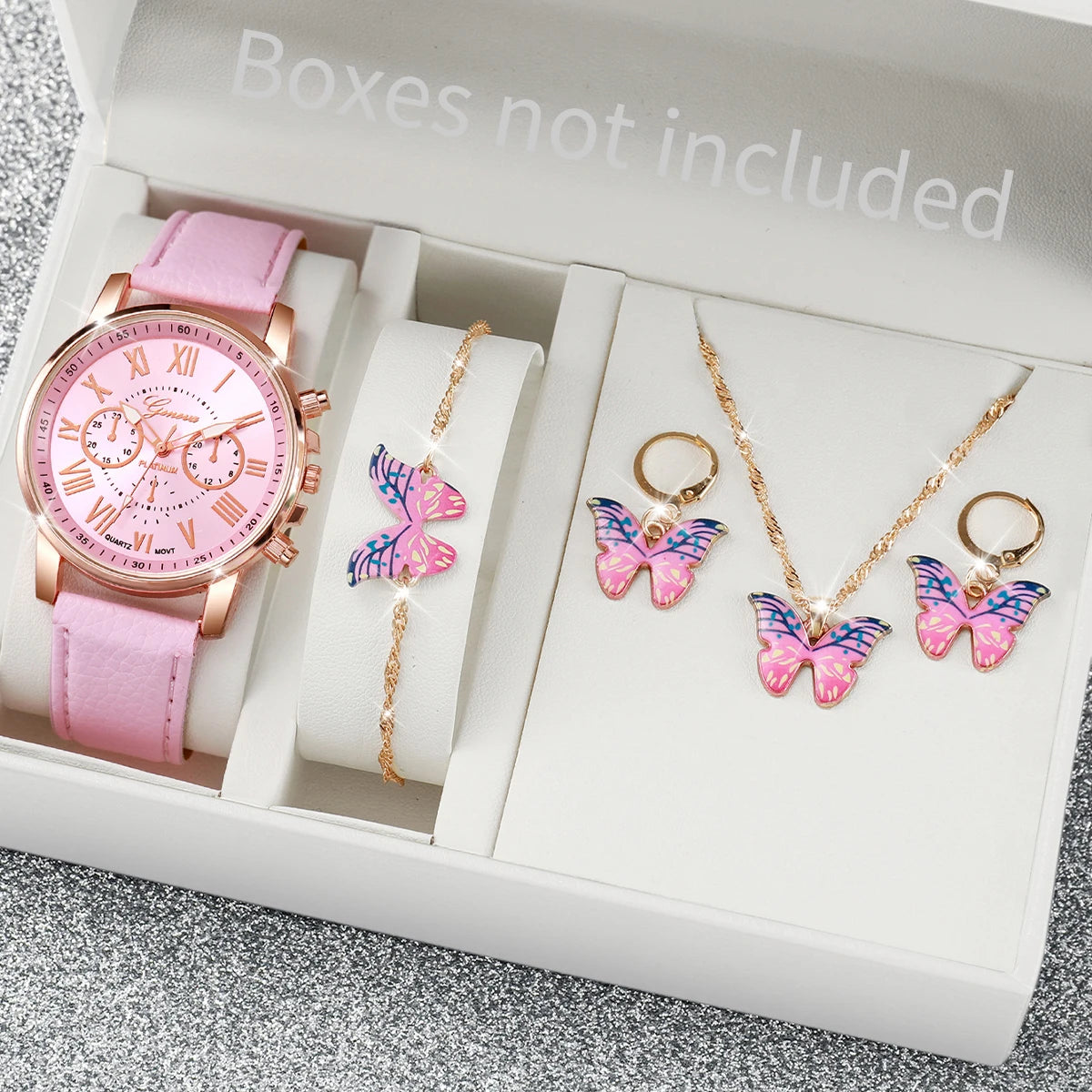 Women's Quartz Watch & Heart Jewelry Set