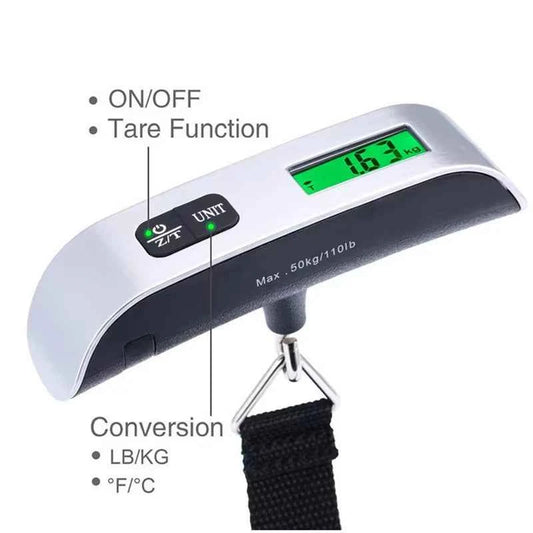 Digital Luggage Scale - 110lb/50kg Portable Travel Weight Scale with LCD Display - Flexivo