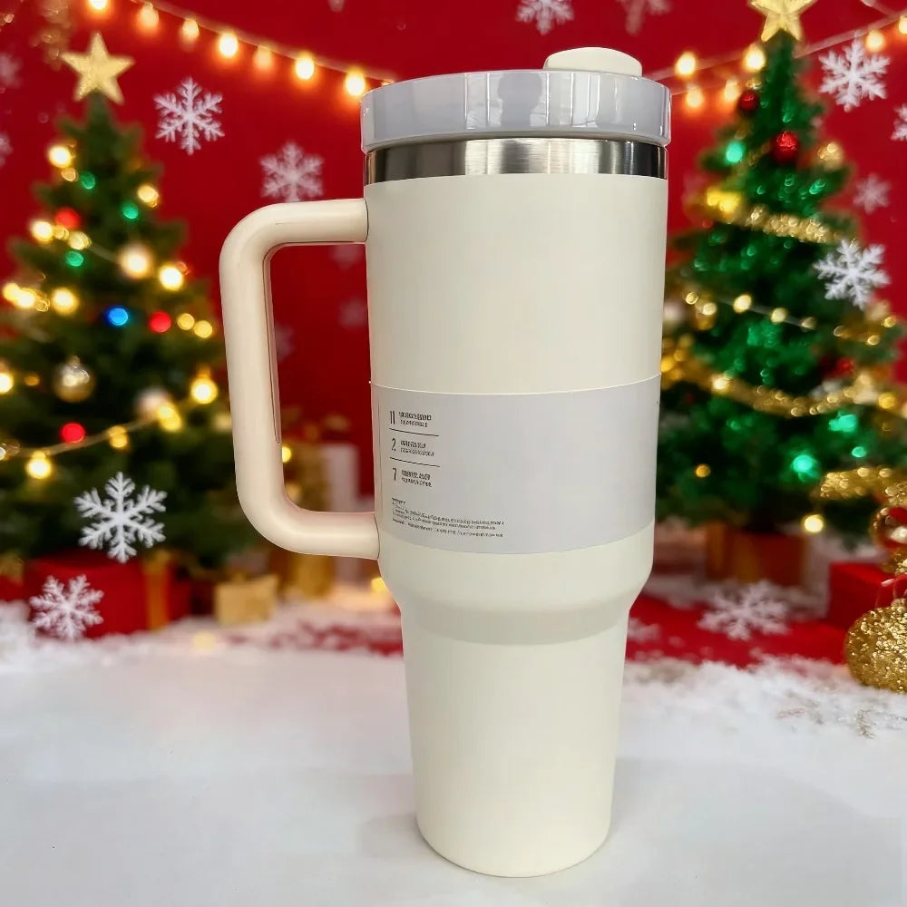 40oz Stainless Steel Insulated Travel Mug with Handle & Straw Lid