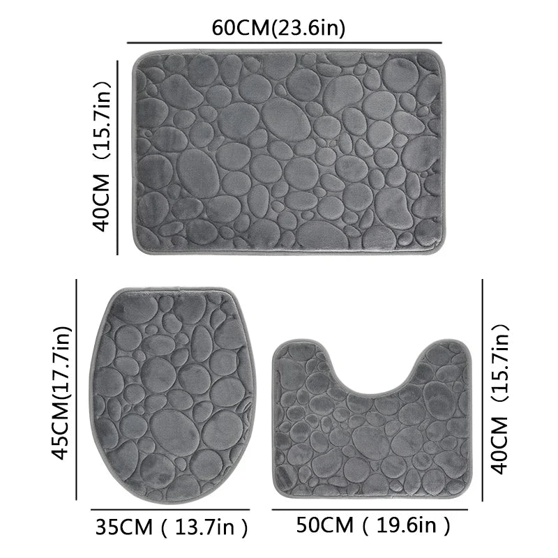 Microfiber Bathroom Mat Set — Non-Slip, Water-Absorbent (3 Pcs)