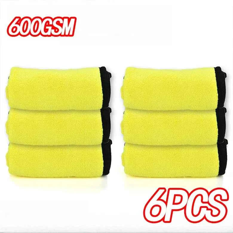 6 PCS 600GSM Microfiber Car Cleaning Cloth Professional Wiping Towel Accessories - Flexivo