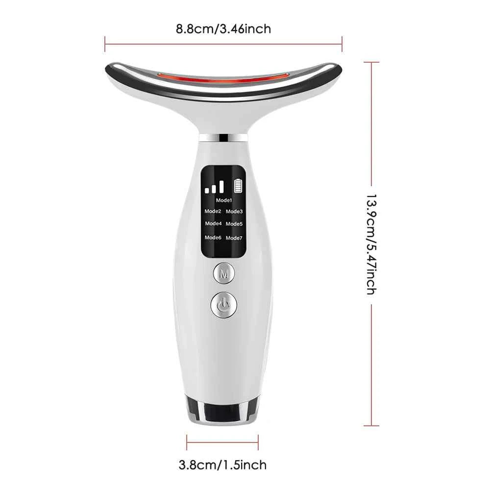 7-Color LED Beauty Device for Neck & Face – Vibration Massage, Skin Tightening & Lifting Tool - Flexivo