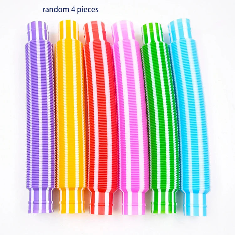 Mini Pop Tube Sensory Fidget Toys — 4 Pack, Colorful, Heavy-Duty
