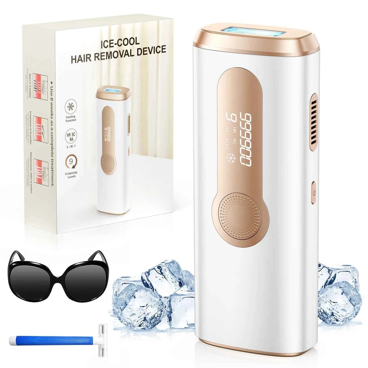 990000 Flash IPL Hair Removal Machine for Men and Women - Permanent Painless Body, Bikini, and Facial Hair Removal - Flexivo