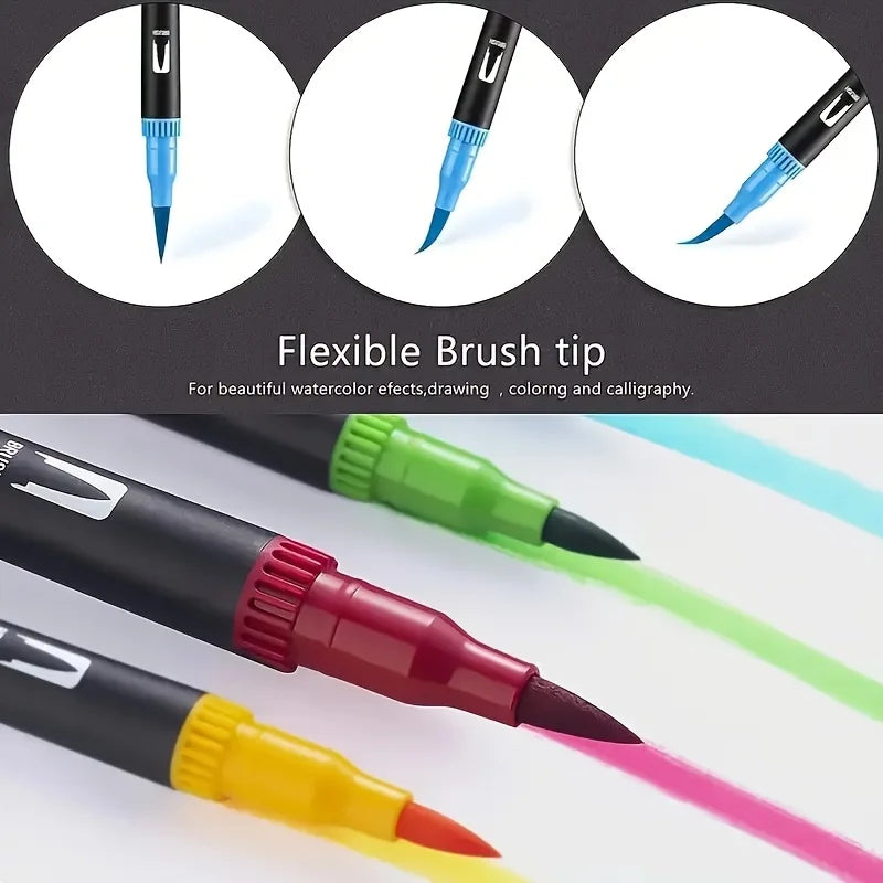 Double-Ended Watercolor Markers — 24-Color Art Set for Drawing & Crafts