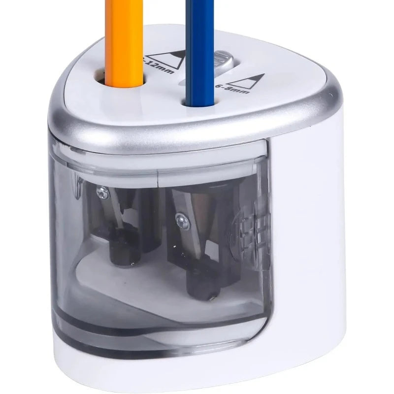 Dual-Hole Electric Pencil Sharpener — Auto, Fast & Quiet