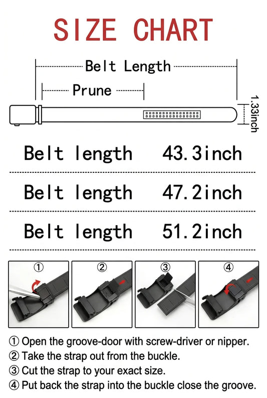 Men's Black PU Belt with Automatic Buckle