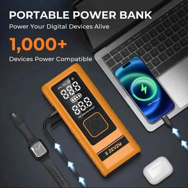 2-in-1 Car Jump Starter & Air Compressor – 4000A Peak, Portable Battery Booster with Tire Inflator