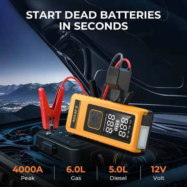 2-in-1 Car Jump Starter & Air Compressor – 4000A Peak, Portable Battery Booster with Tire Inflator