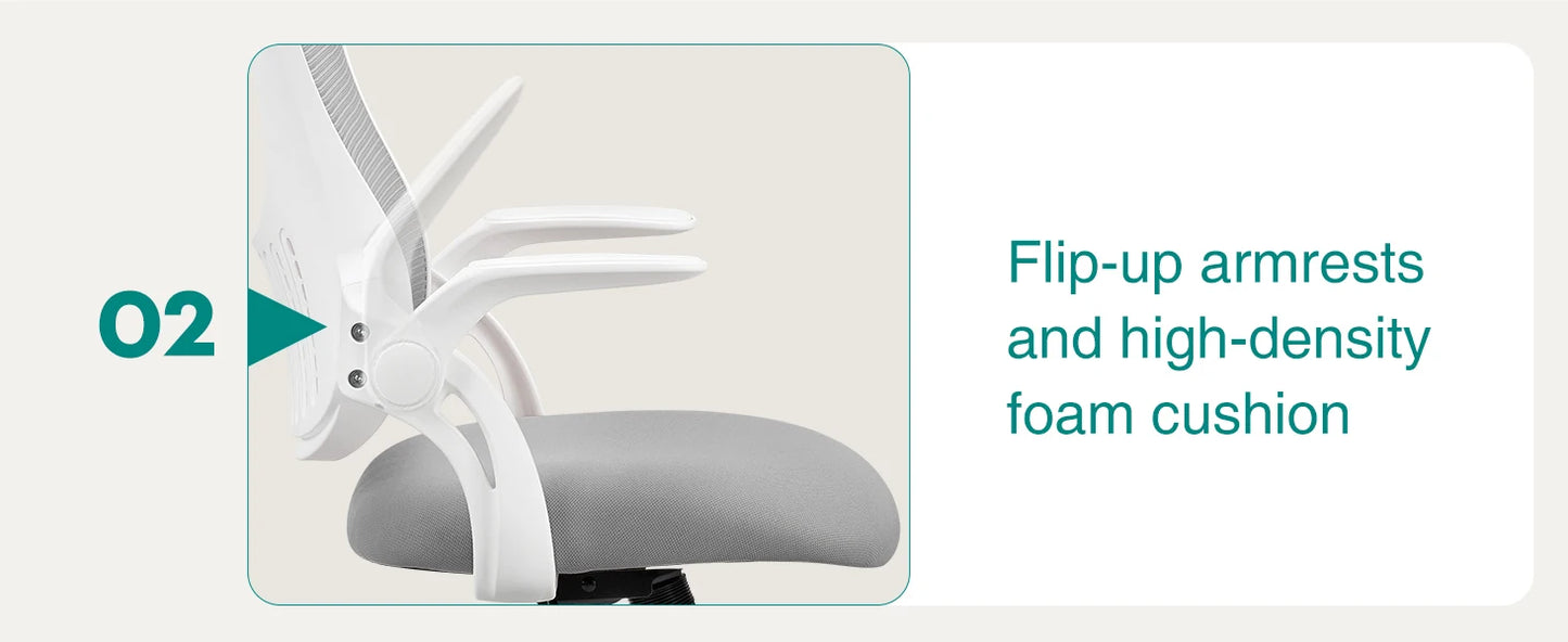 Ergonomic Mesh Office Chair with Flip-Up Arms & Adjustable Headrest