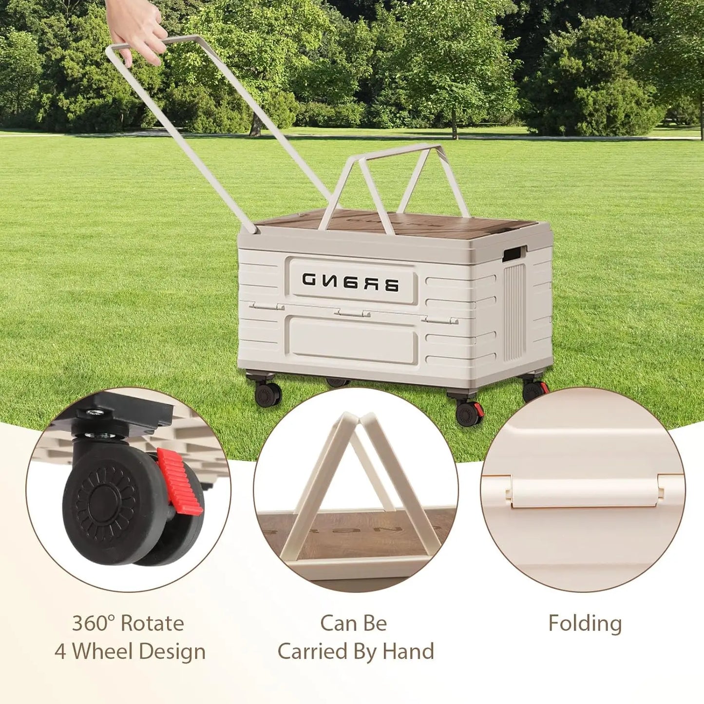 360° Rotating Foldable Storage Cart with 4 Silent Wheels