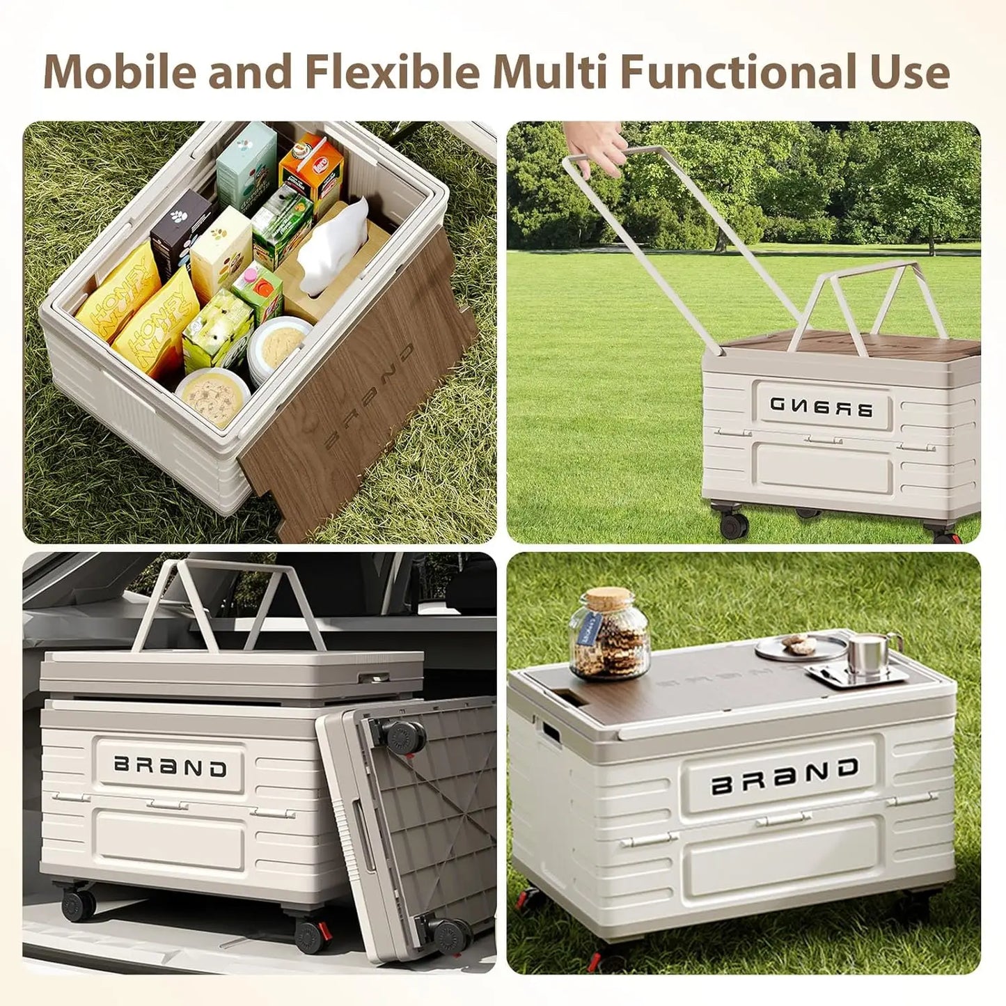 360° Rotating Foldable Storage Cart with 4 Silent Wheels