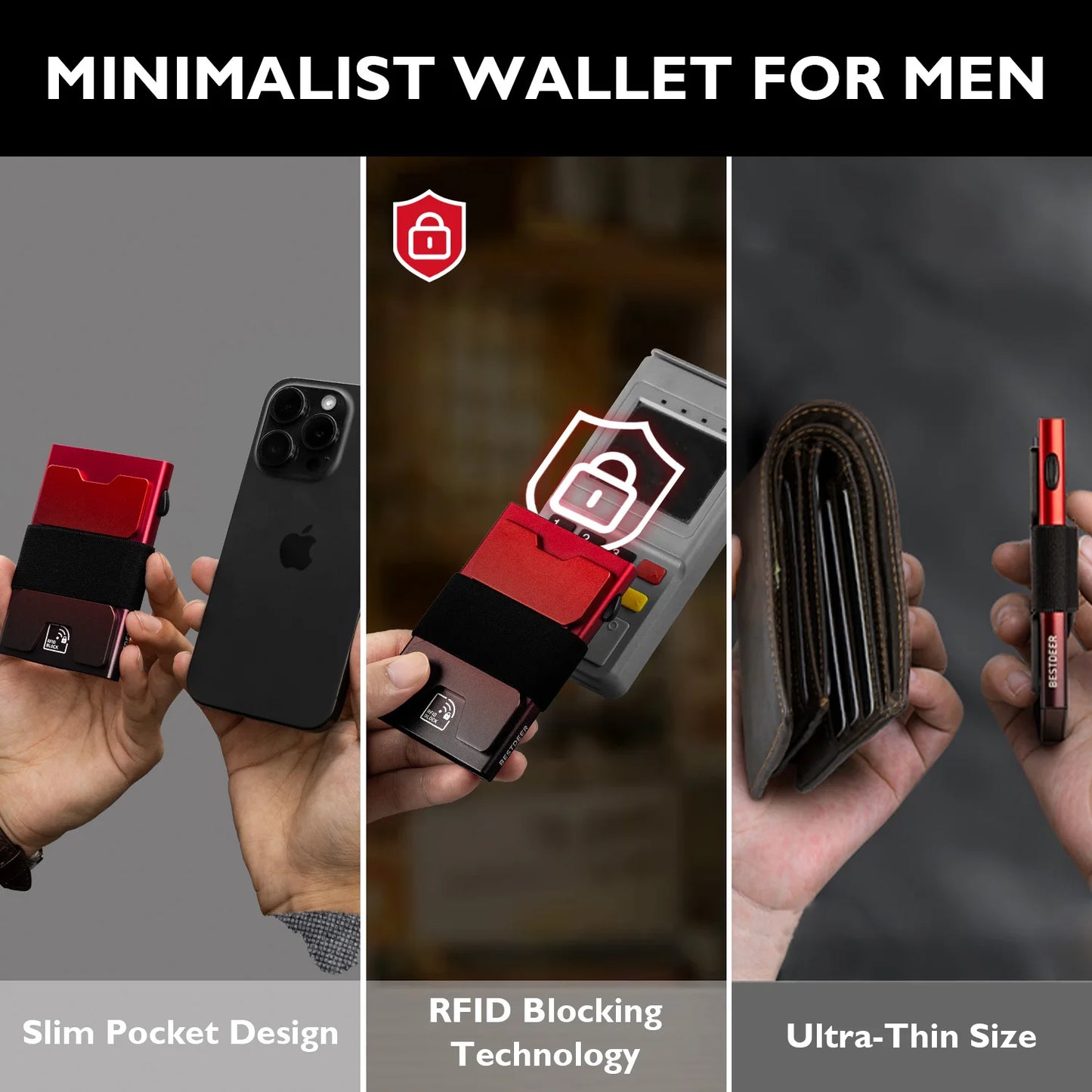 IWANTIT Slim Pop-Up Wallet - RFID Blocking Minimalist Card Holder