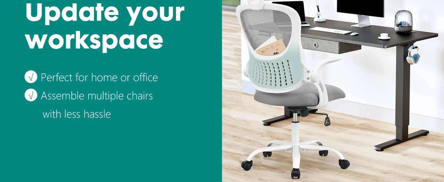 Ergonomic Mesh Office Chair with Flip-Up Arms & Adjustable Headrest