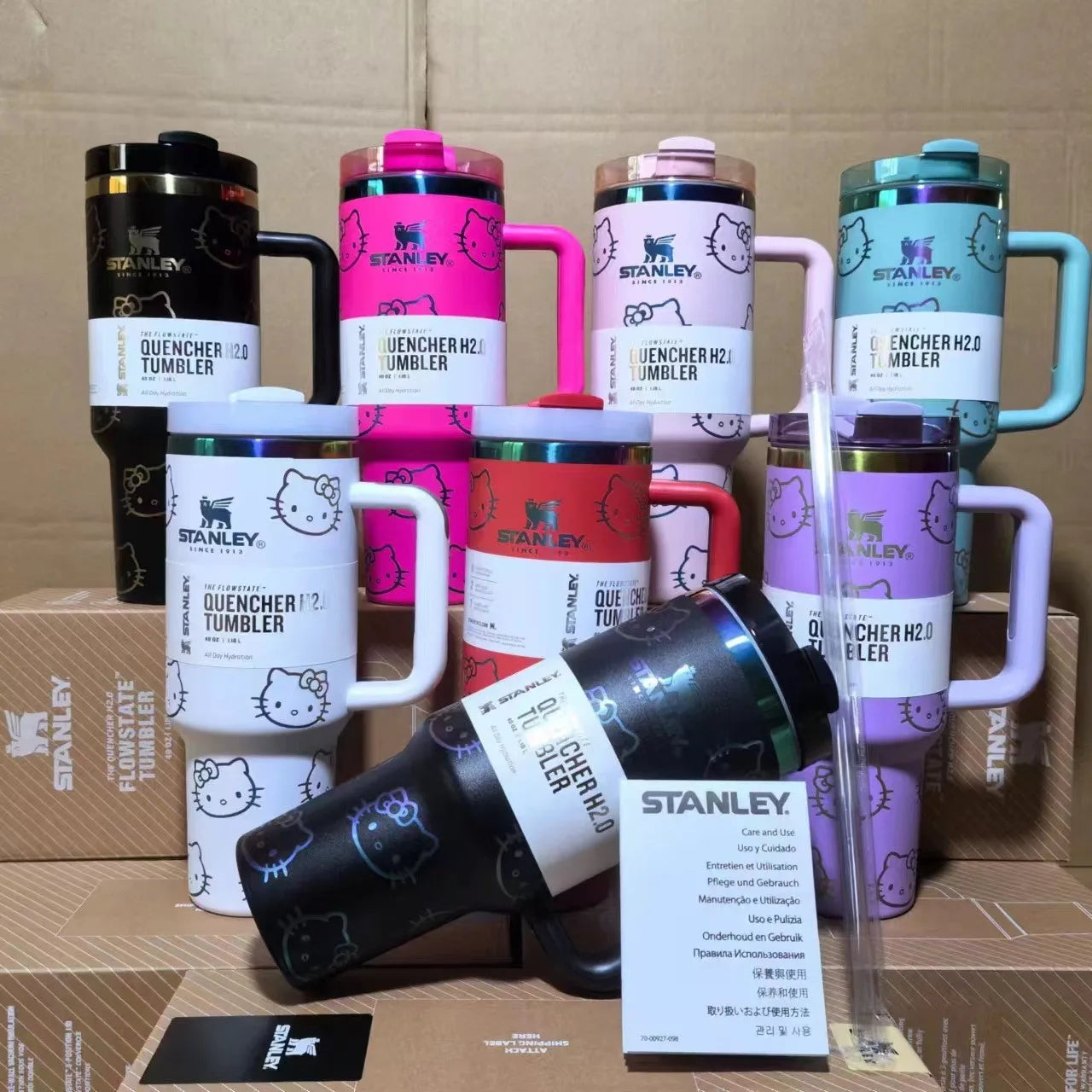 Stanley Quencher H2.0 Tumbler 40oz - Insulated Stainless Steel Travel Cup with Handle & Straw