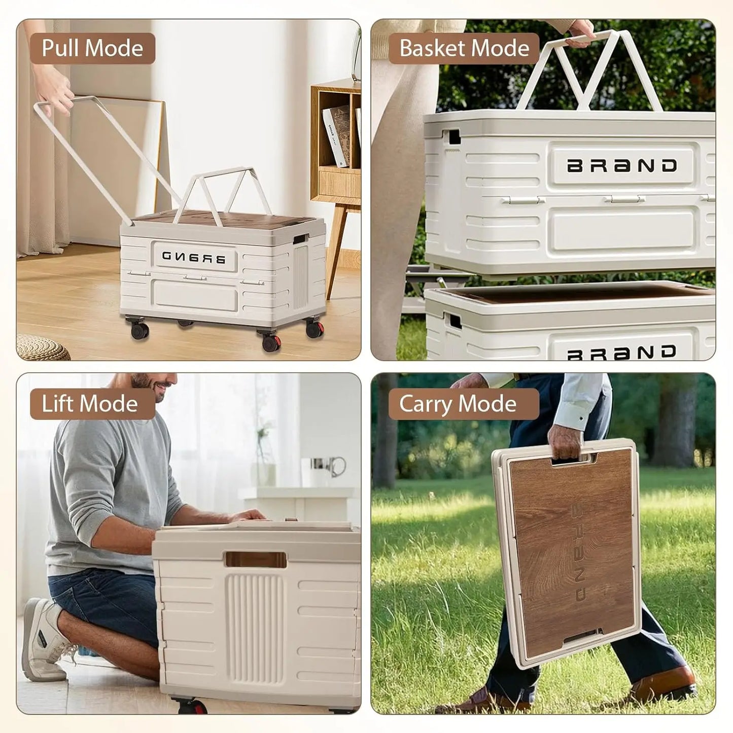 360° Rotating Foldable Storage Cart with 4 Silent Wheels