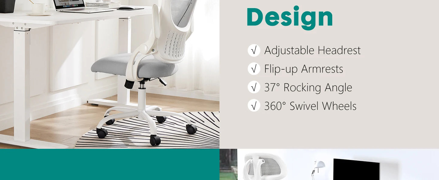 Ergonomic Mesh Office Chair with Flip-Up Arms & Adjustable Headrest