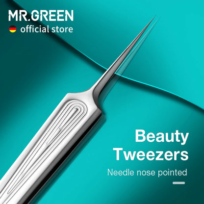 Precision Pointed Tweezers - Stainless Steel for Ingrown Hair, Splinters & Blackhead Removal