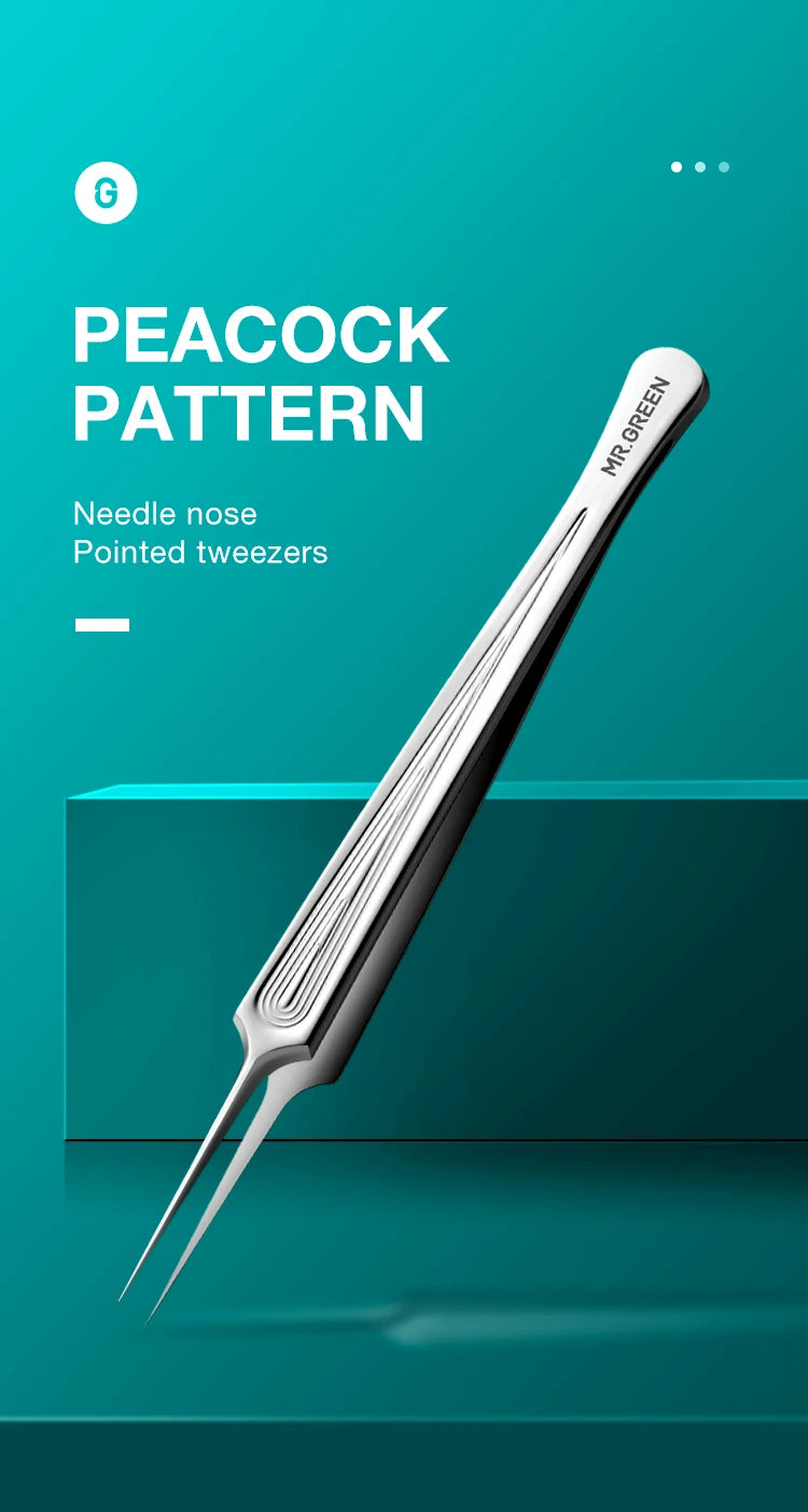 Precision Pointed Tweezers - Stainless Steel for Ingrown Hair, Splinters & Blackhead Removal