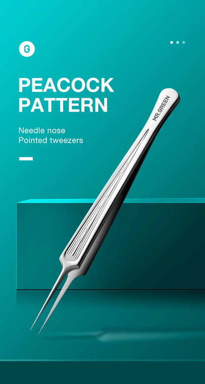 Precision Pointed Tweezers - Stainless Steel for Ingrown Hair, Splinters & Blackhead Removal