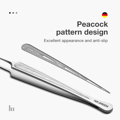 Precision Pointed Tweezers - Stainless Steel for Ingrown Hair, Splinters & Blackhead Removal