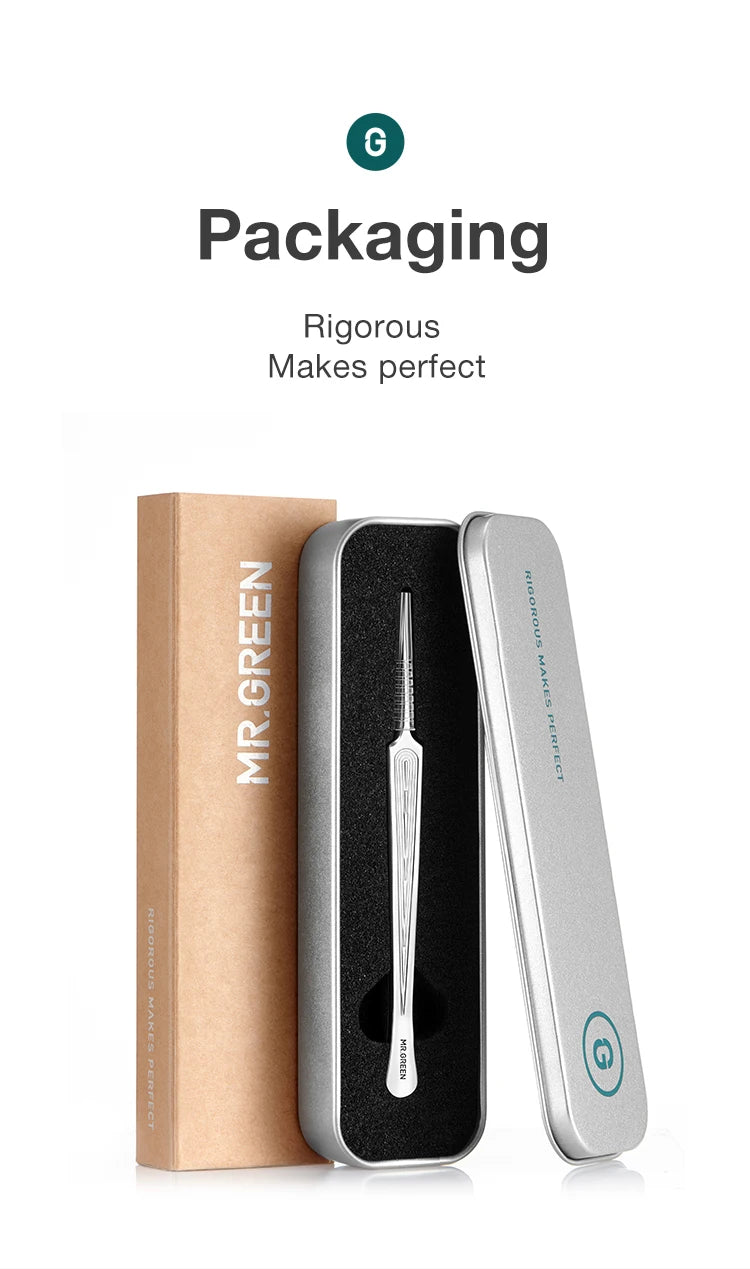 Precision Pointed Tweezers - Stainless Steel for Ingrown Hair, Splinters & Blackhead Removal