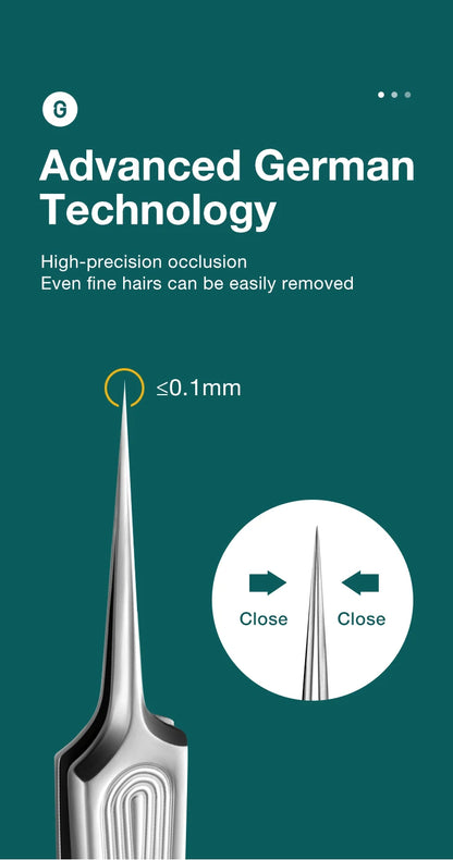 Precision Pointed Tweezers - Stainless Steel for Ingrown Hair, Splinters & Blackhead Removal