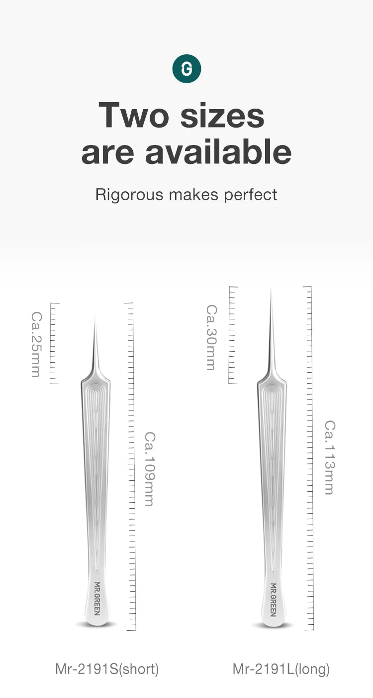 Precision Pointed Tweezers - Stainless Steel for Ingrown Hair, Splinters & Blackhead Removal