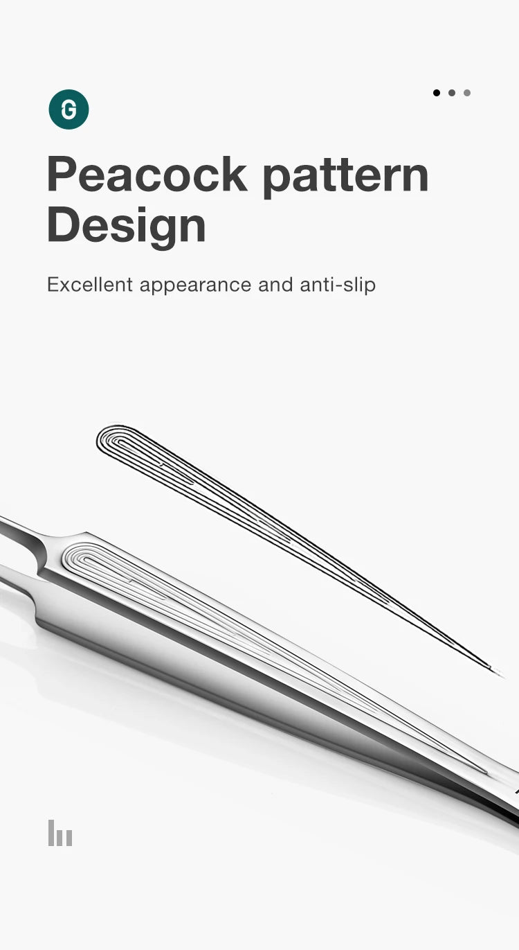 Precision Pointed Tweezers - Stainless Steel for Ingrown Hair, Splinters & Blackhead Removal