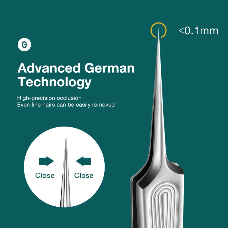 Precision Pointed Tweezers - Stainless Steel for Ingrown Hair, Splinters & Blackhead Removal
