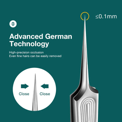 Precision Pointed Tweezers - Stainless Steel for Ingrown Hair, Splinters & Blackhead Removal