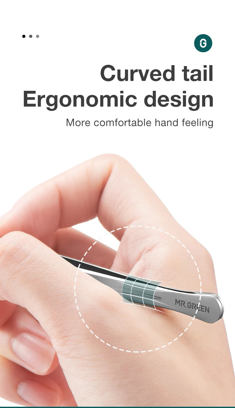Precision Pointed Tweezers - Stainless Steel for Ingrown Hair, Splinters & Blackhead Removal