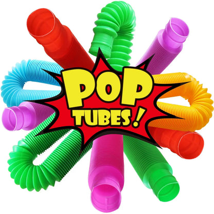 Mini Pop Tube Sensory Fidget Toys — 4 Pack, Colorful, Heavy-Duty