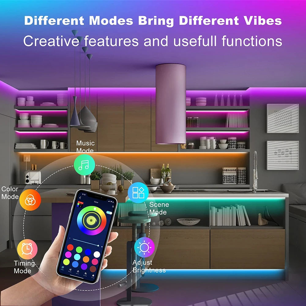 5V USB RGB LED Strip Light with Bluetooth Control