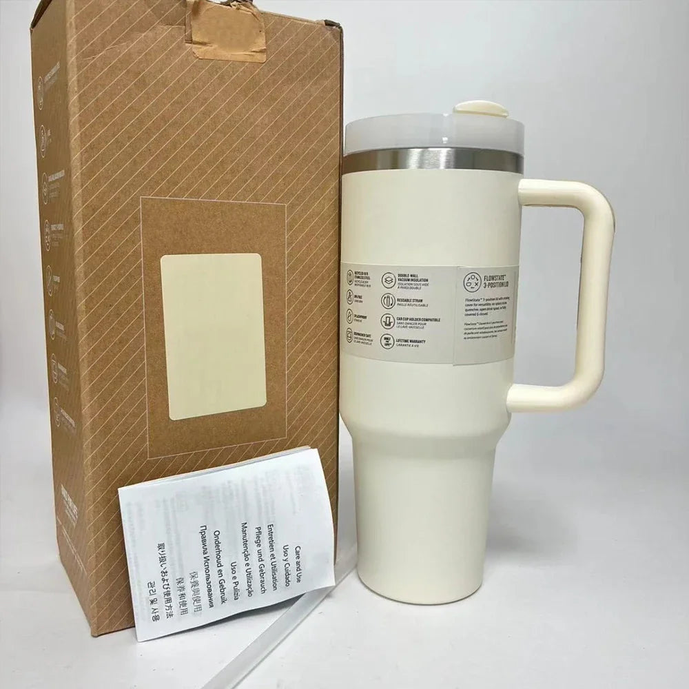 40oz Stainless Steel Insulated Travel Mug with Handle & Straw Lid