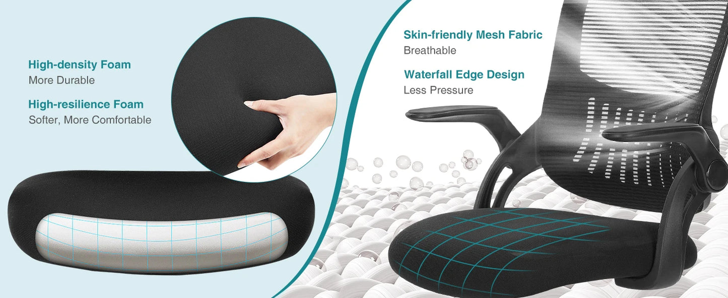 Ergonomic Mesh Office Chair, No Headrest, Adjustable Height & Armrests