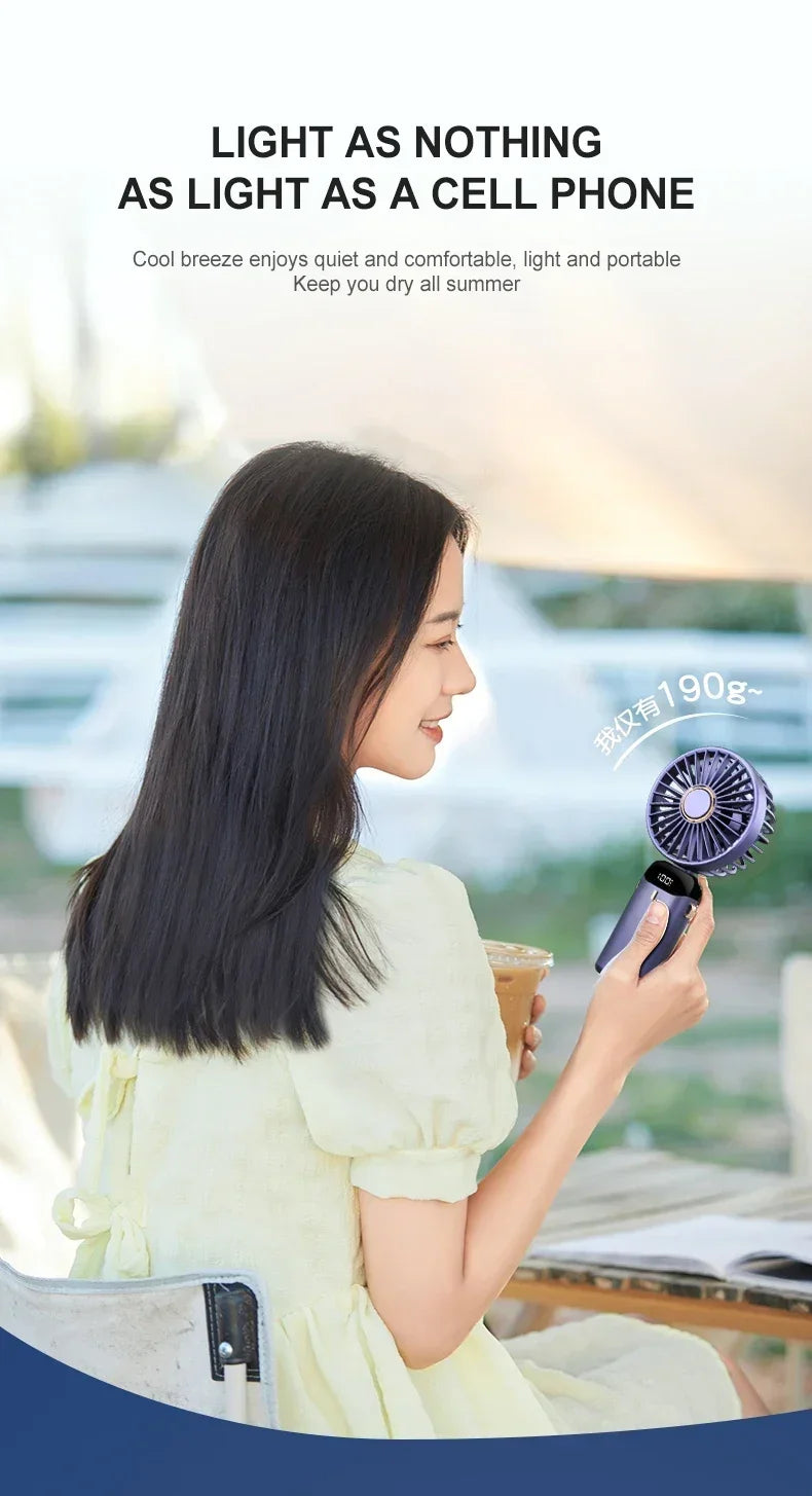 5-Speed Rechargeable Folding Handheld Fan