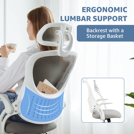 Ergonomic Mesh Office Chair with Flip-Up Arms & Adjustable Headrest
