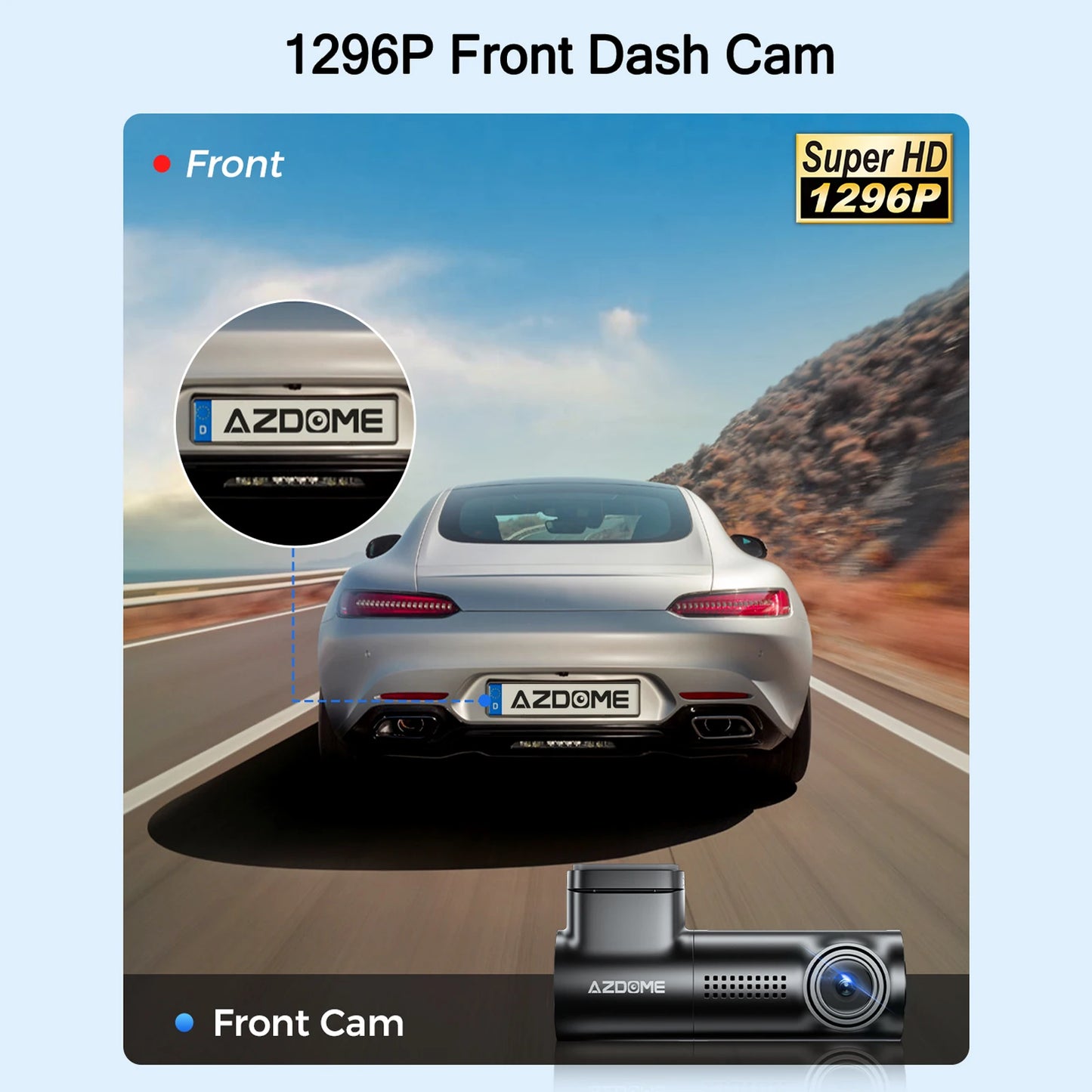 AZDOME M300 Dash Cam 1296P WiFi with Night Vision & Parking Monitor