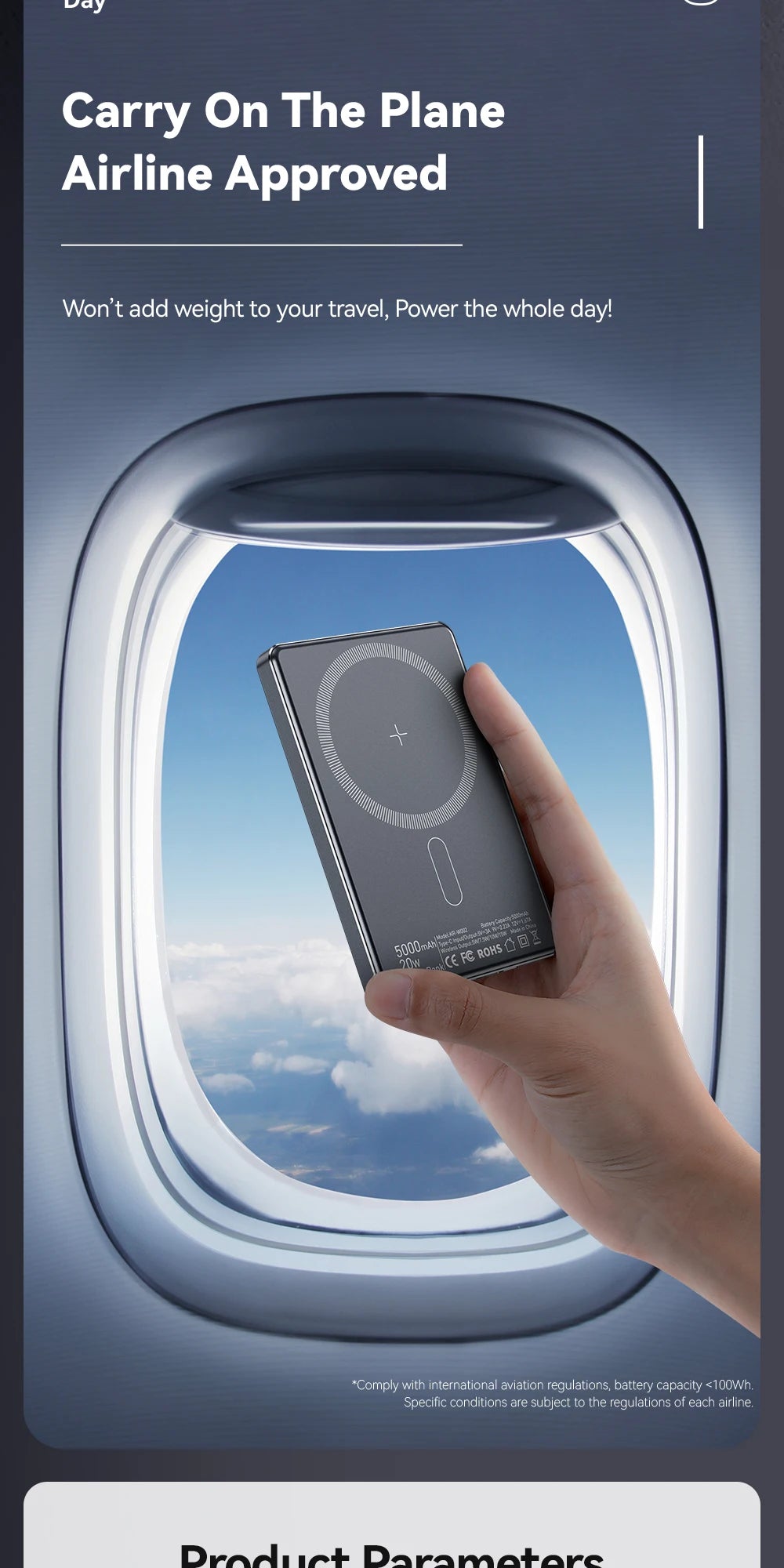 5000mAh Wireless Power Bank - Slim Design, 20W MagSafe Compatible Fast Charging - Flexivo