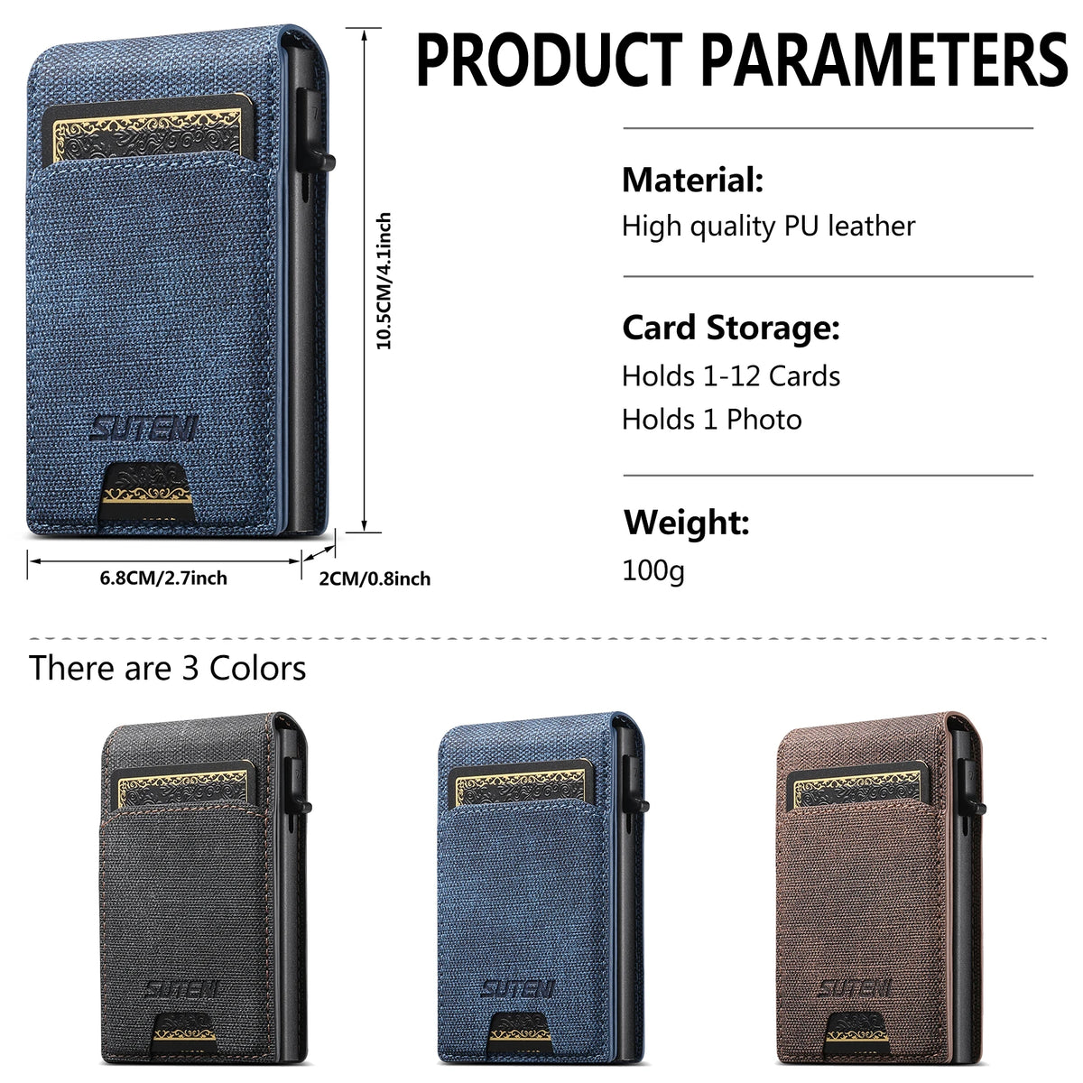 Faux Leather Card Holder Wallet – Holds Up to 12 Cards