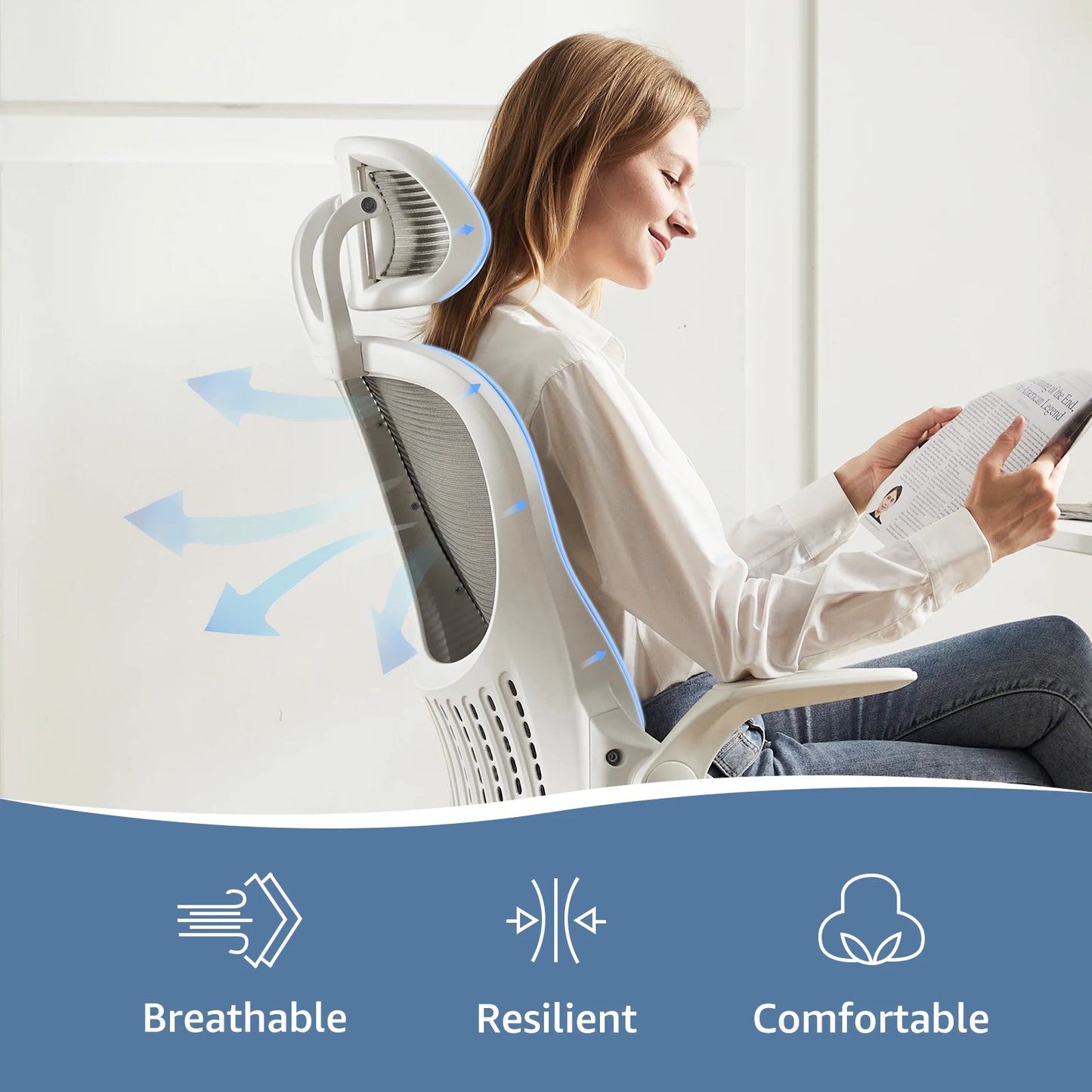 Ergonomic Mesh Office Chair with Flip-Up Arms & Adjustable Headrest