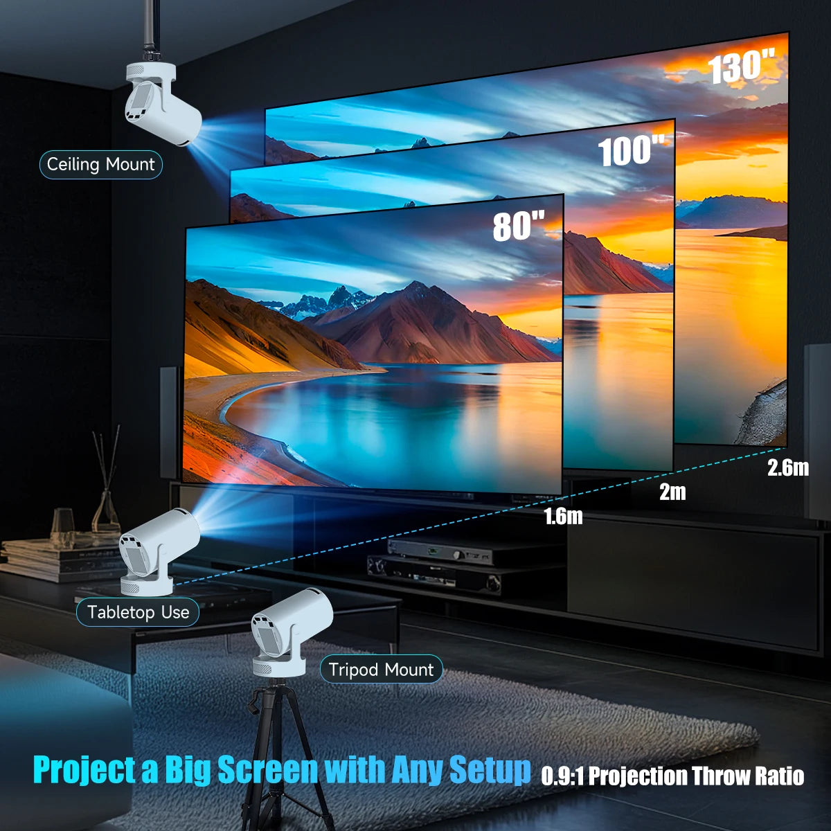Magcubic HY300 Pro+ Mini Projector — Android 14, WiFi 6, 8000 Lumens
