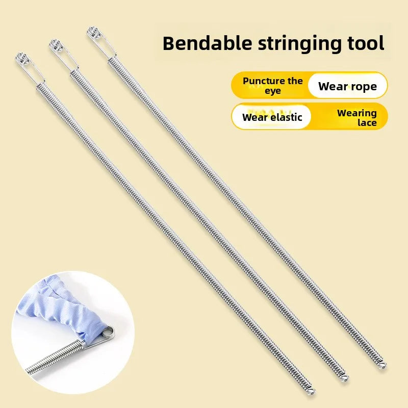Bendable Spring Drawstring Threader Tool — Elastic Band & Cord Guide for Sewing