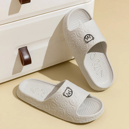 Little Bear Print Indoor Slides, Non-Slip Casual Slippers