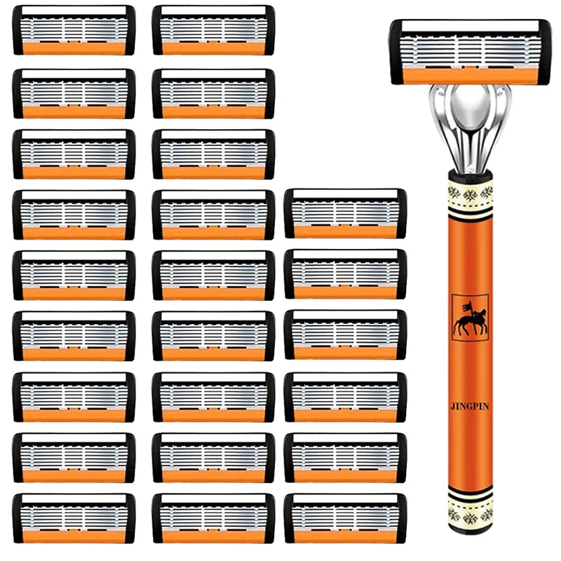 6-Layer Safety Razor Set with Stainless Steel Blades
