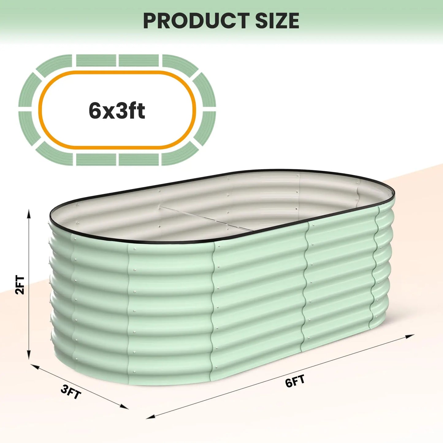 2-Pack Oval Galvanized Steel Raised Garden Bed – Anti-Rust Metal Planter Box for Vegetables, Herbs & Flowers - Flexivo