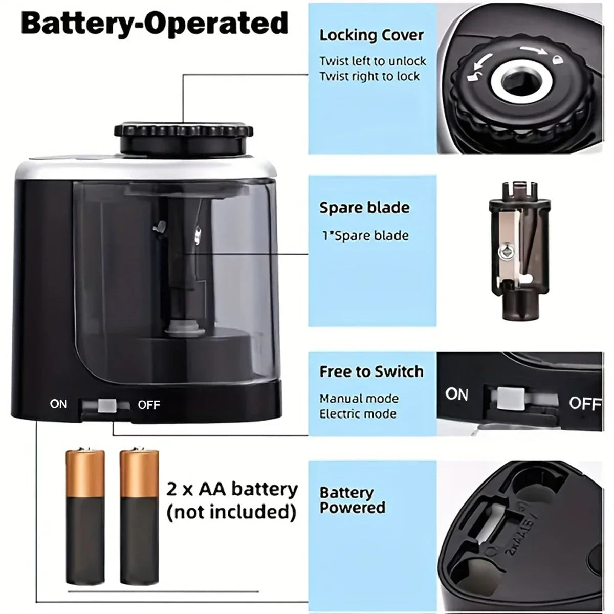 Automatic Electric Pencil Sharpener for 6–8 mm Pencils
