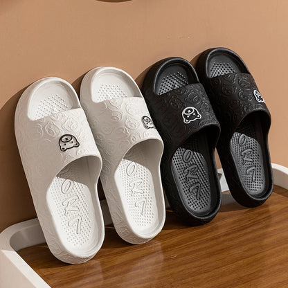 Little Bear Print Indoor Slides, Non-Slip Casual Slippers