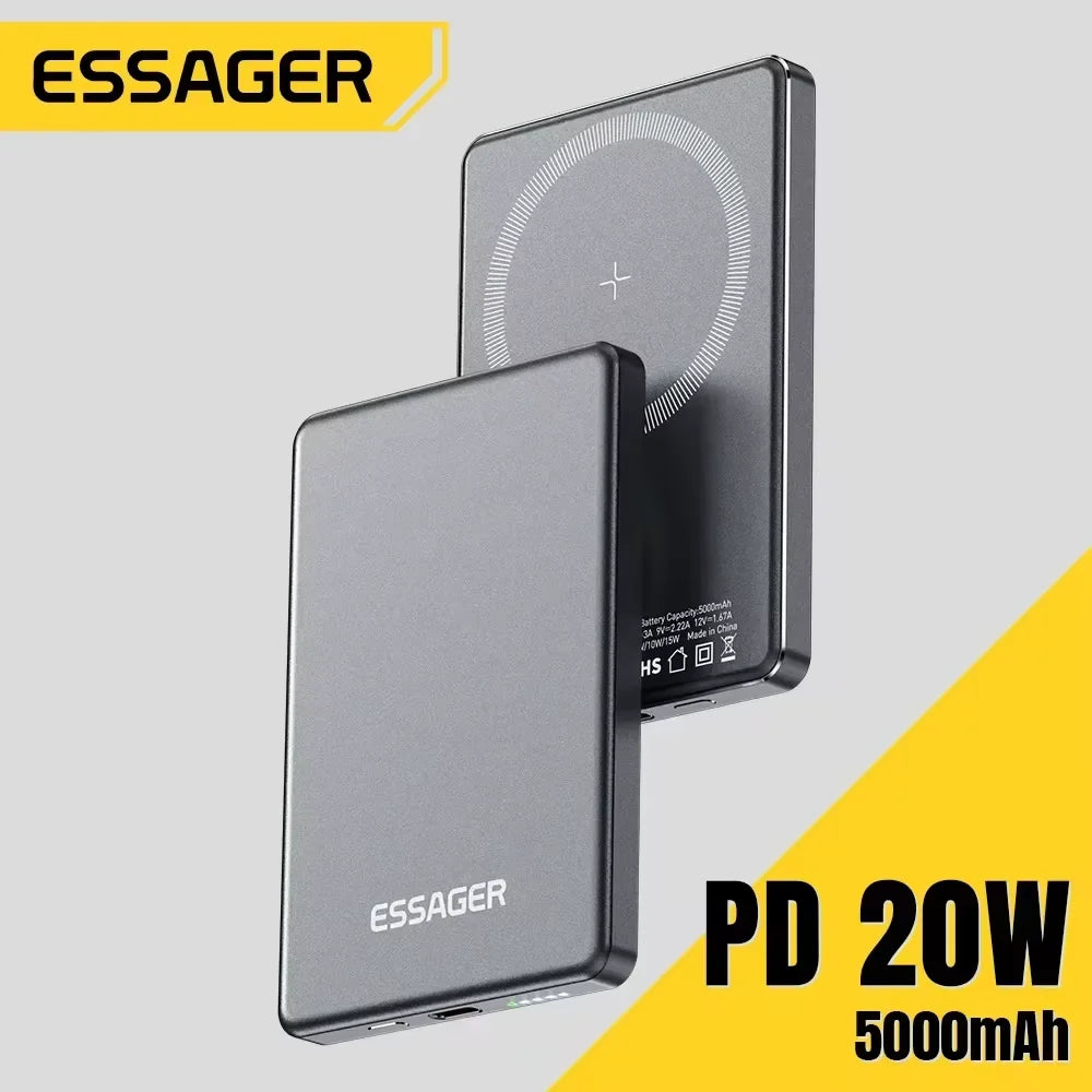 5000mAh Wireless Power Bank - Slim Design, 20W MagSafe Compatible Fast Charging - Flexivo